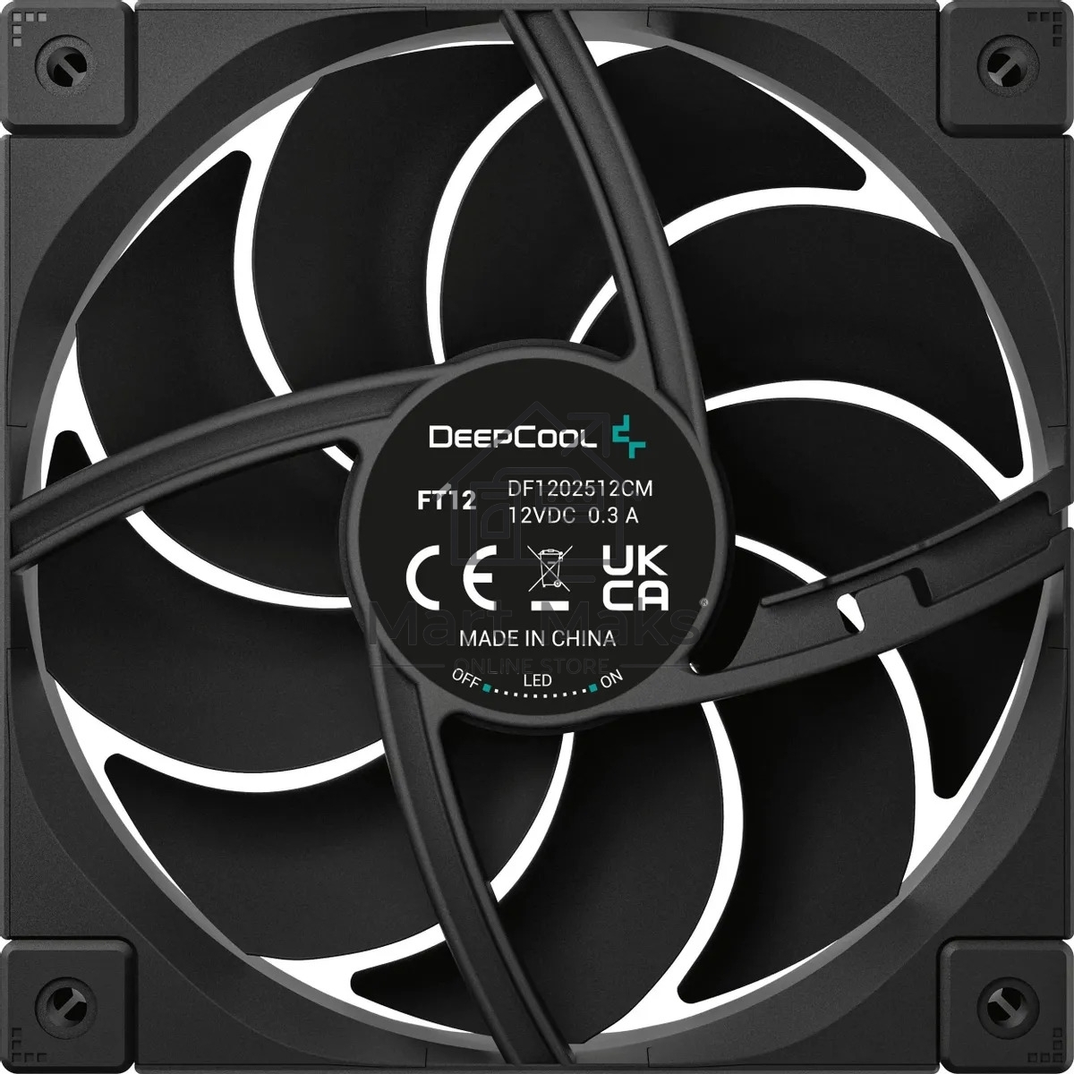 Вентилятор для корпуса DEEPCOOL FT12 черный, 120 мм, 2150 об/мин, 32 дБ, 4 pin