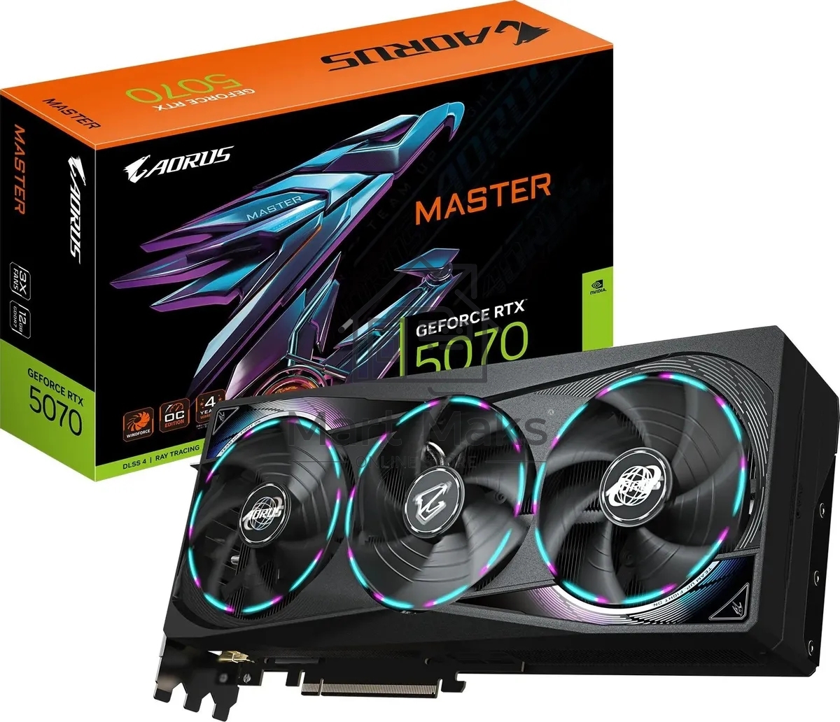 Видеокарта Gigabyte PCI-E GV-N5070AORUS M-12GD 1.0 NVIDIA GeForce RTX 5070 12Gb 192bit GDDR7 2805/28000 HDMIx1 DPx3 HDCP Ret