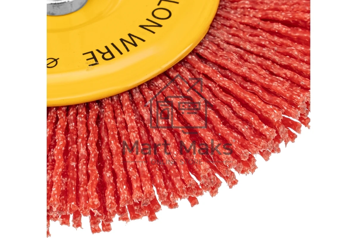 Щетка для дрели Denzel 100 мм, плоская, со шпилькой, нейлоновая щетина