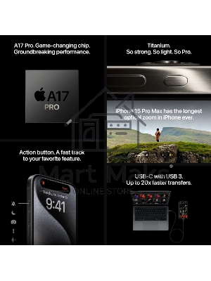 Смартфон Apple iPhone 15 Pro Max A3108 8Gb, 1Tb, Natural Titanium