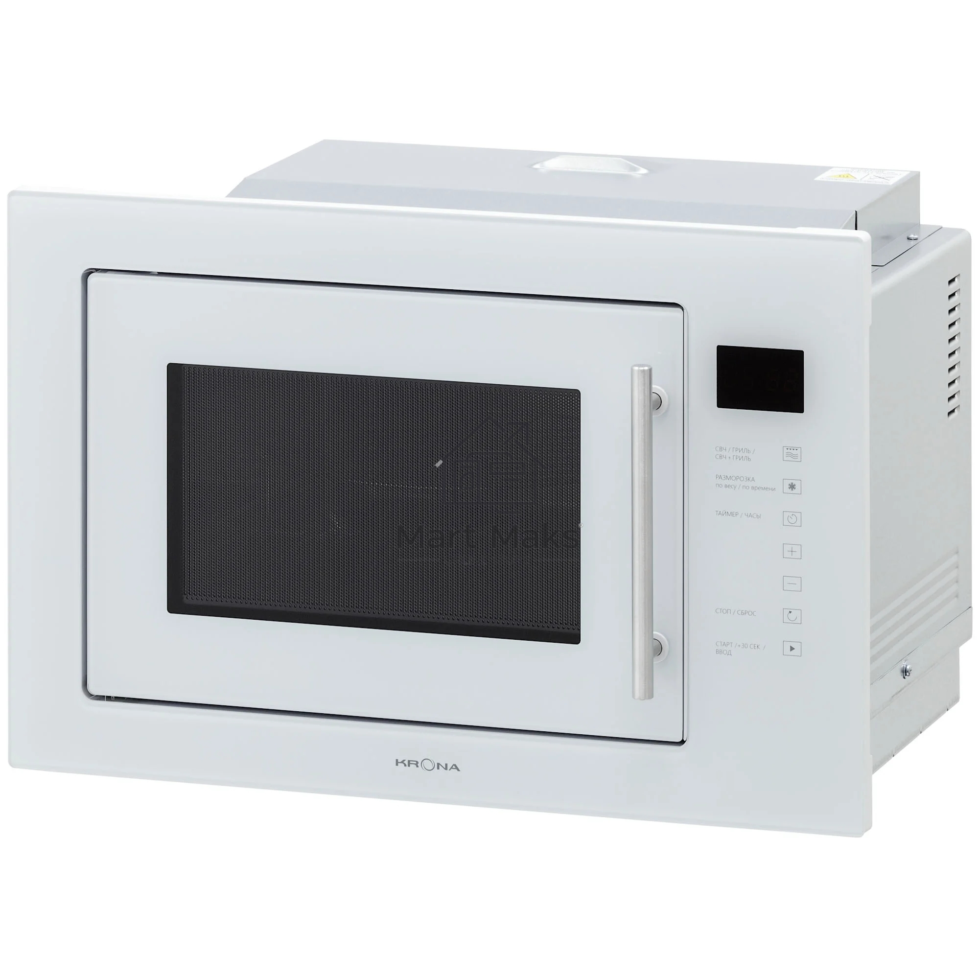 Микроволновая печь встраиваемая Krona RIFLESSO 60 WH V2 белое стекло, 25 л, 900 Вт, переключатели - сенсор
