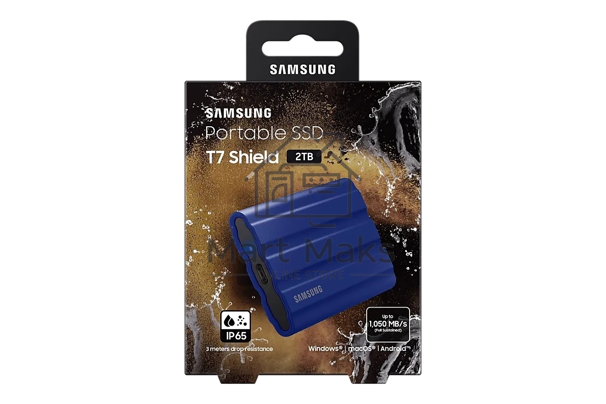 Накопитель SSD Samsung T7 Shield MU-PE1T0R/WW, USB3.2, 1ТБ, синий