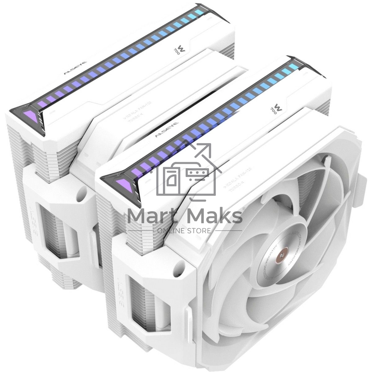 Кулер для процессора Alseye W700-W(USA) белый, 120 мм, алюминий/медь, 2200 об/мин, 35.3 дБ, 4 pin, 230 Вт, 159 мм
