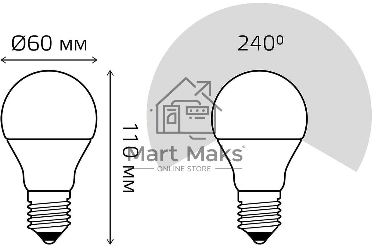 Лампа светодиодная Gauss Led A60-dim E27 11Вт 3000К диммируемая 102502111-D