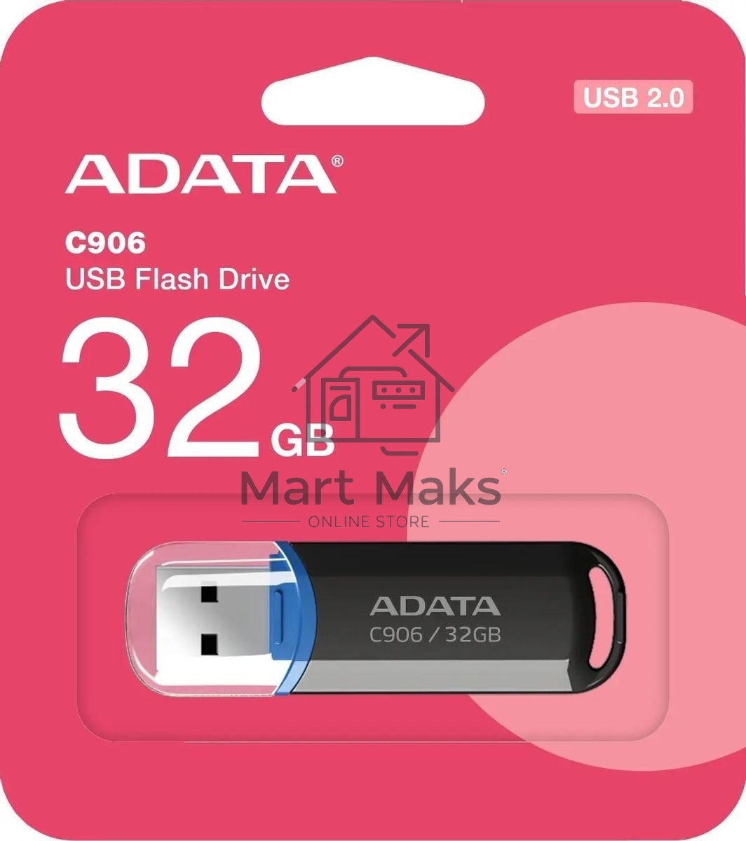 Флешка USB R/W ADATA R/W Flash Drive RTL (AC906-32G-RBK), 32Gb, USB 2.0, R/W 15/5, черный