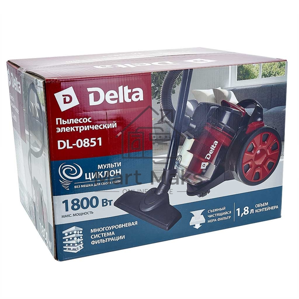 Пылесос Delta DL-0851 красный, 1800Вт