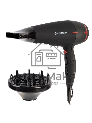 Фен Endever Aurora-472 черный, 2400 Вт,  ионизация