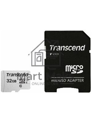 Флеш карта Micro SecureDigital 32Gb Transcend TS32GUSD300S-A MicroSDHC Class 10 UHS-I, SD adapter