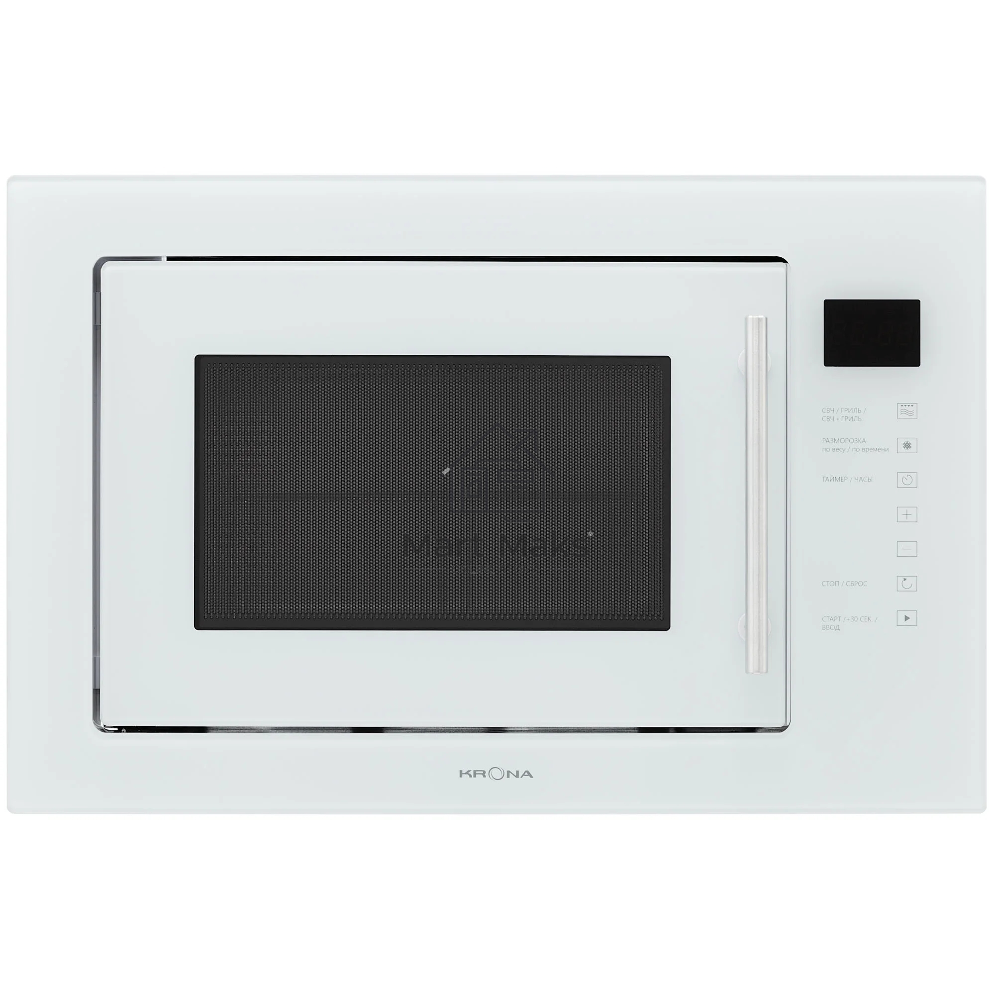 Микроволновая печь встраиваемая Krona RIFLESSO 60 WH V2 белое стекло, 25 л, 900 Вт, переключатели - сенсор