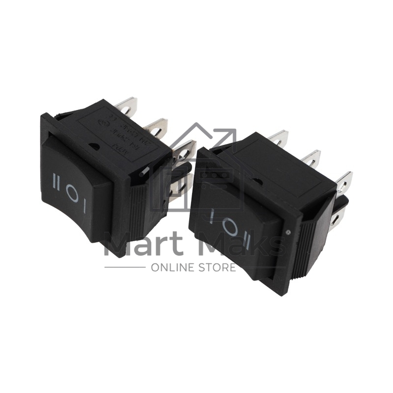 Выключатель клавишный Rexant 250V 15А (6с) (ON)-OFF-(ON) черный с нейтралью Б/Фикс