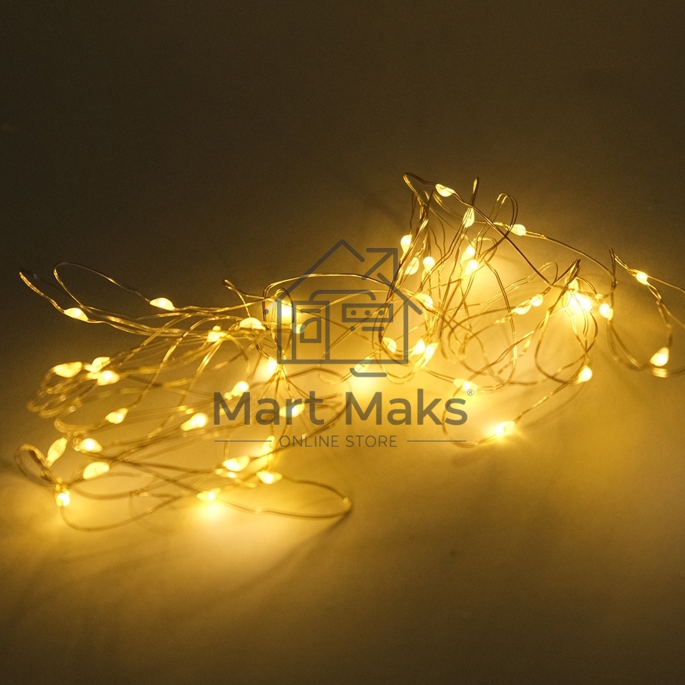Гирлянда светод. Funray Нить, SE-STRING-550WW, 5м, 50 LED, теплый белый, 3xАА, серебр. шнур 0,3м