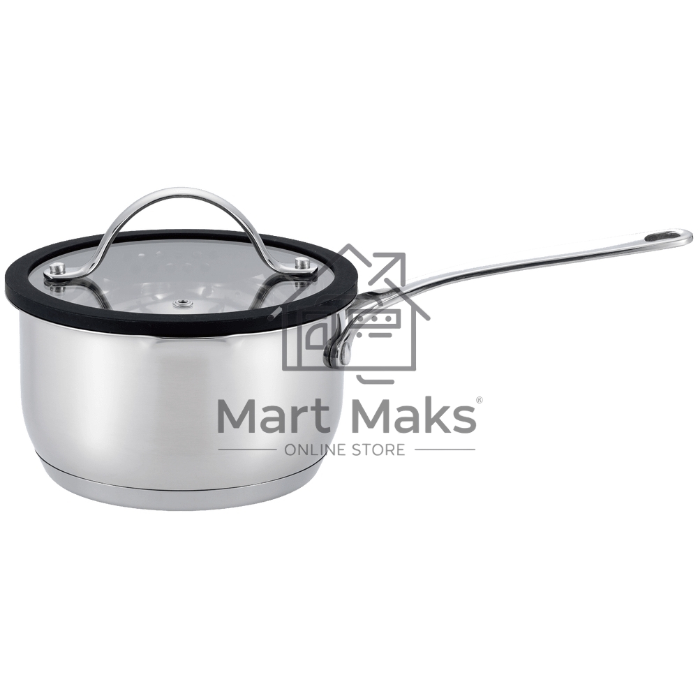 Ковш MAUNFELD ORIANA MF18RN01SP из нержавеющей стали со стеклянной крышкой, 16 см, 1,8 л