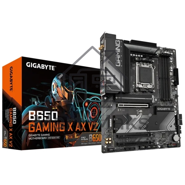 Материнская плата Gigabyte B650 GAMING X AX V2, AM5, AMD B650, 4xDDR5, 4xSATA, 3xM.2, 1xPCI-E 4.0 x16, 2xPCI-E 3.0 x1, 1xUSB-A 3.2 Gen 2, 3xUSB-A 3.2 Gen 1, 1xUSB-C 3.2 Gen 2, 1x 2.5Gb LAN, 3x3.5 мм, 7.1, ATX