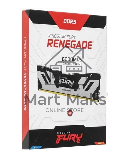 Оперативная память Kingston Fury Renegade Silver, DDR5, 96GB (2x48GB), 6000MHz, CL32, DIMM, с радиаторами, серебристый/черный
