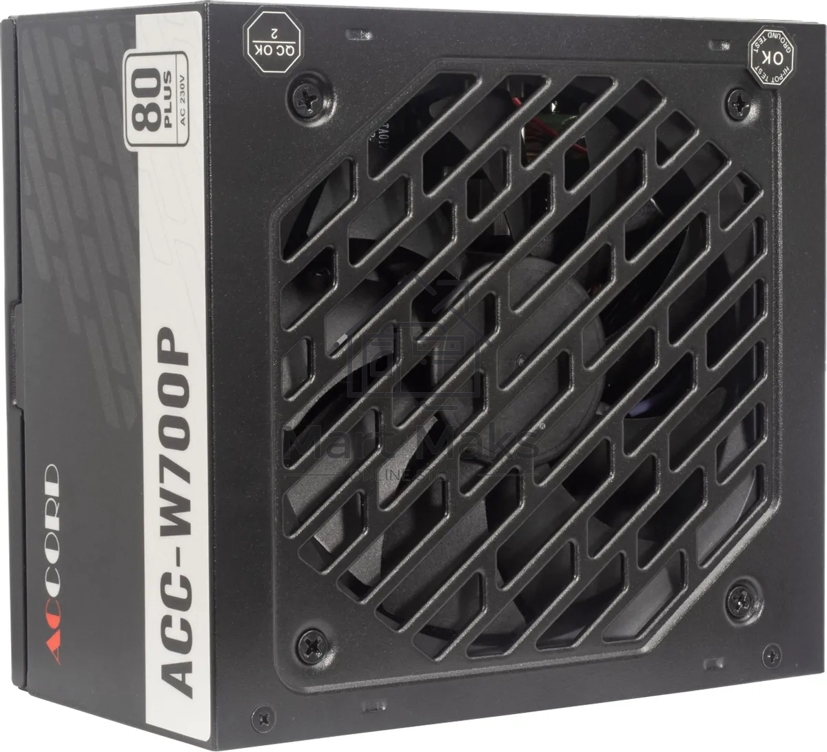 Блок питания Accord ACC-W700P, 700Вт, 80 PLUS WHITE, 120мм, черный