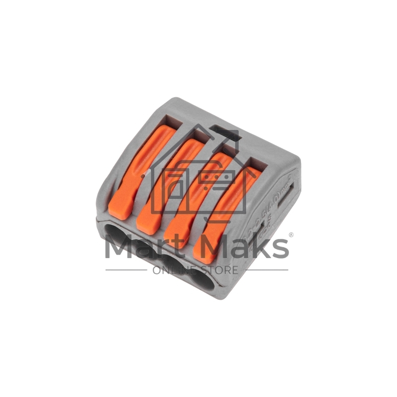 Универсальная клемма Rexant СМК 222-414, 4-проводная серый 0,08-2,5/4 мм² (блистер 10 шт/уп)