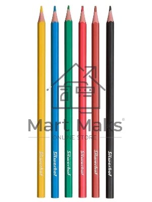 Карандаши цветные Silwerhof Монстрики 2.6мм, шестигранный профиль, пластик, ассорти, 6 цветов, коробка с европодвесом