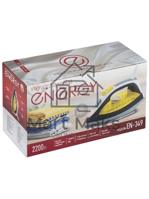 Утюг ENERGY EN-349 желтый/черный, 2200 Вт, пар, спрей, тефлоновая подошва