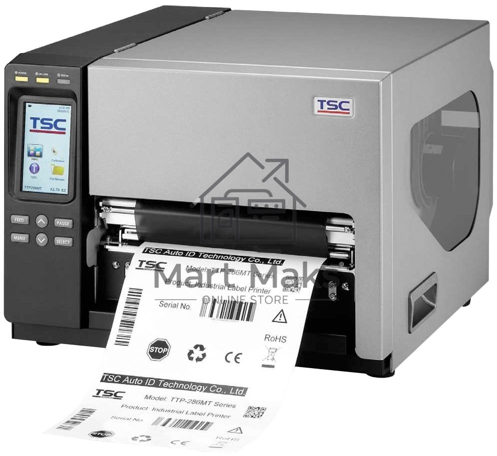Принтер этикеток термотрансферный TSC TTP-286MT 203 dpi, 152 мм/сек, USB, Ethernet, USB-Host, RS-232, Centronics, черный/серый