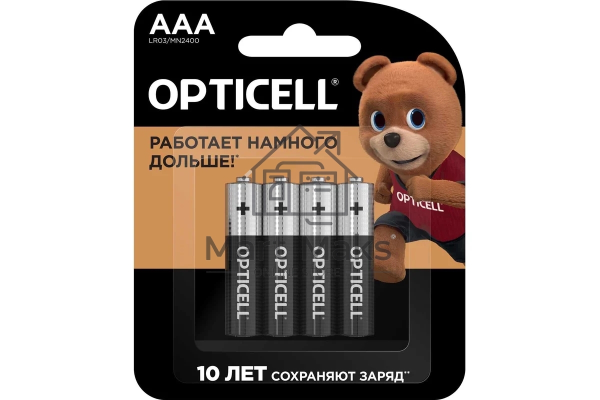 Элемент питания алкалиновый AAA/LR03 (блист. 4шт) Basic Opticell 5051002