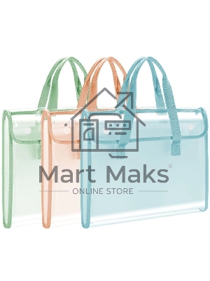 Папка-портфель Deli PM308BLUE на кнопке 7 отделений, A4 с окантовкой пвх, прозрачный/голубой Папка-портфель Deli PM308BLUE на кнопке 7 отделений, A4 с окантовкой пвх, прозрачный/голубой