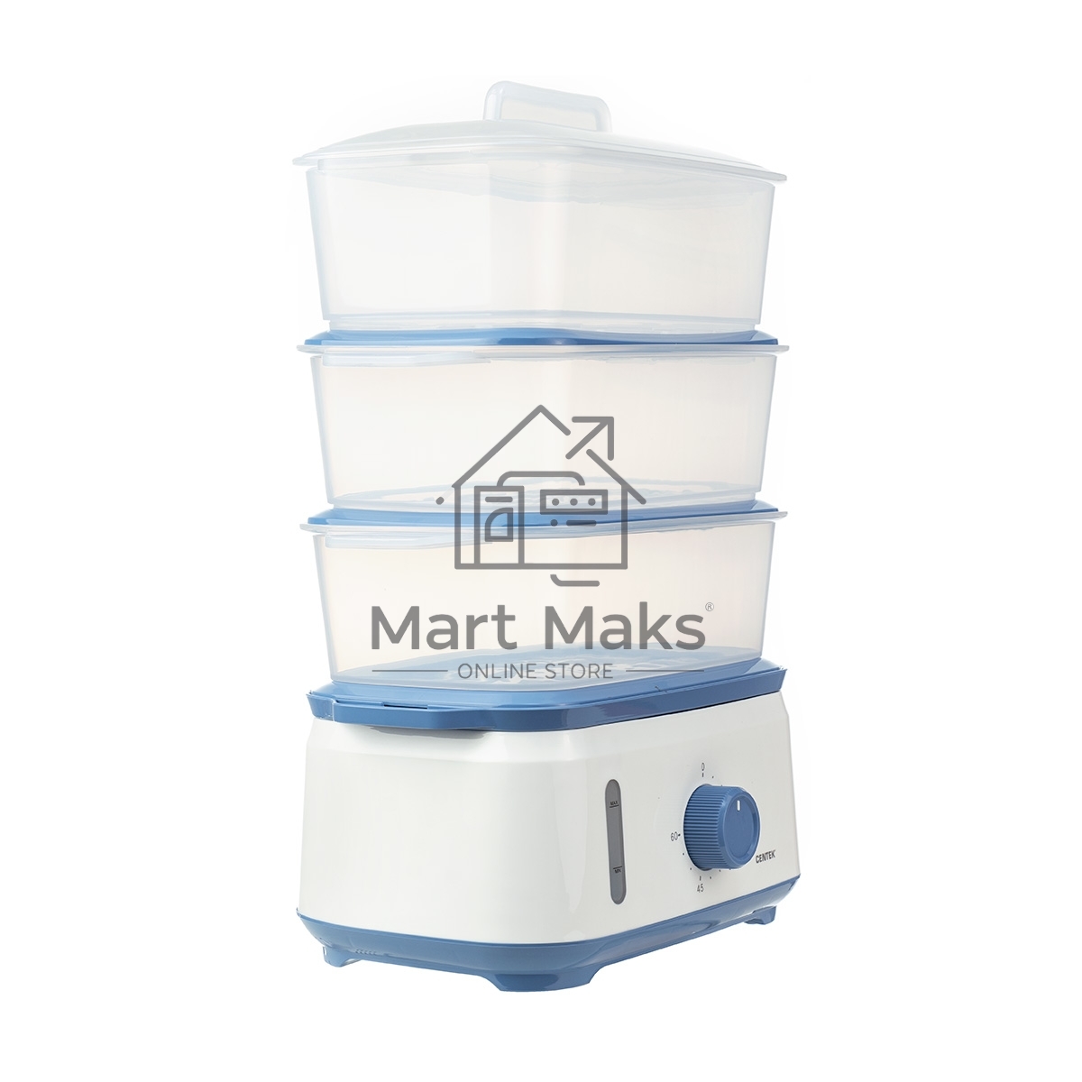 Пароварка электрическая Centek CT-1462 9л 1050Вт, таймер 60 мин, 3 контейнера, чаша для риса, резервуар 1,5л.