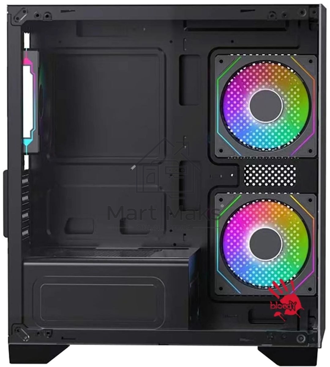 Компьютерный корпус Bloody BD-CC103F черный без БП mATX 7x120mm 1xUSB2.0 1xUSB3.0 audio bott PSU