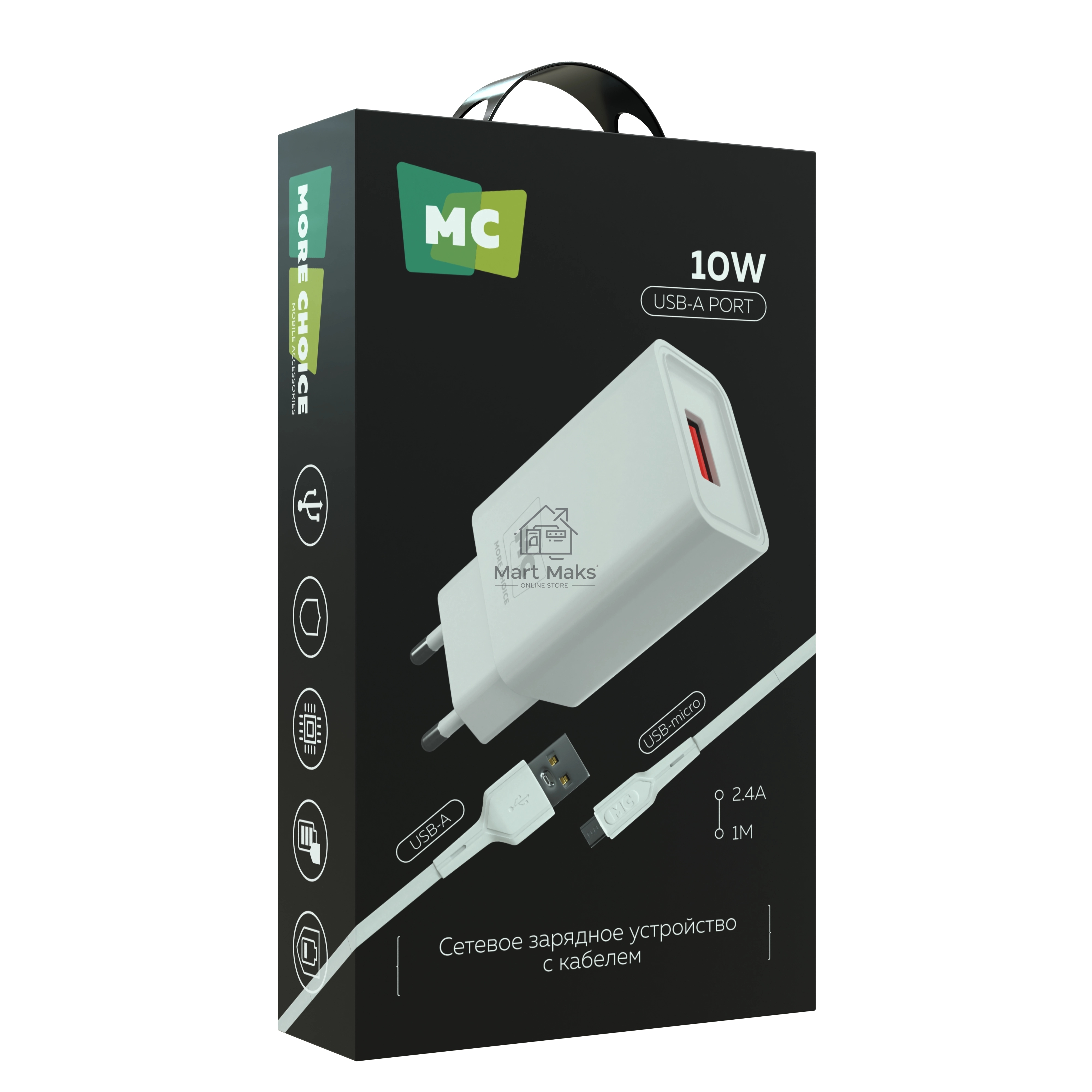 Зарядное устройство MORE CHOICE (4620202555717) NC07m СЗУ 1USB 2.0A для micro, белый