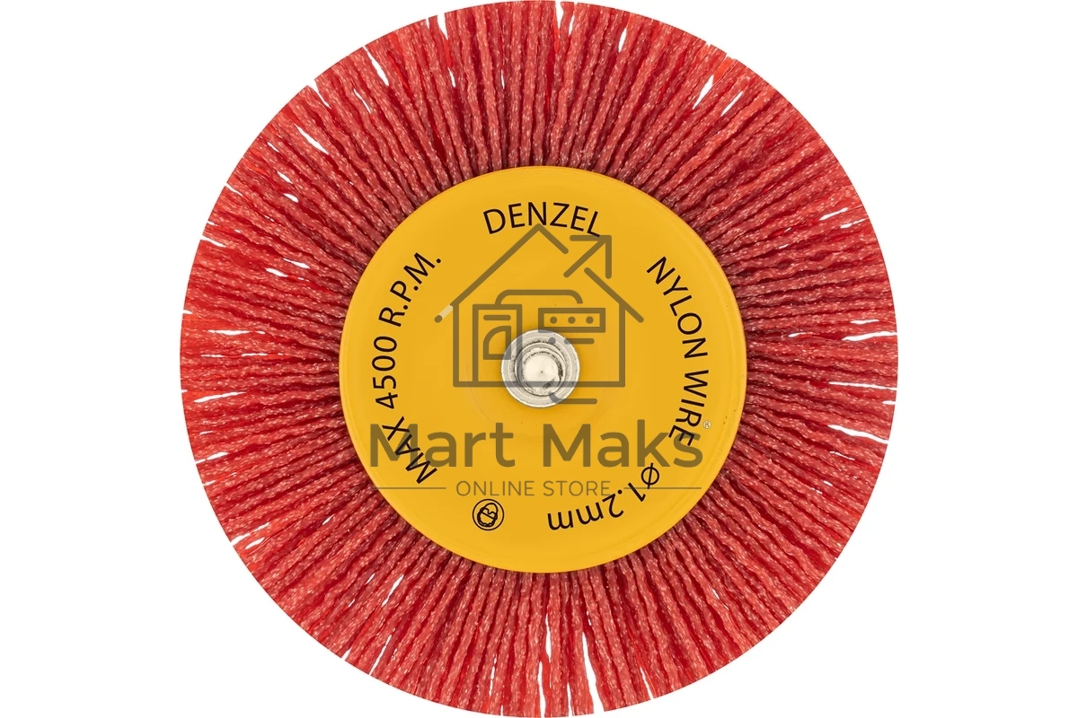 Щетка для дрели Denzel 100 мм, плоская, со шпилькой, нейлоновая щетина