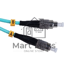 Патч-корд оптический Cabeus Tight Buffer, Duplex FC/FC, OM3 50/125, LSZH, 1м, d= 3мм, черный хвостовик, аква