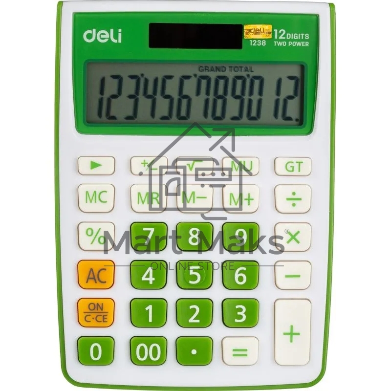 Калькулятор настольный Deli E1238/GRN зеленый 12-разр.