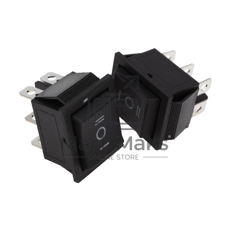 Выключатель клавишный Rexant 250V 15А (6с) (ON)-OFF-(ON) черный с нейтралью Б/Фикс