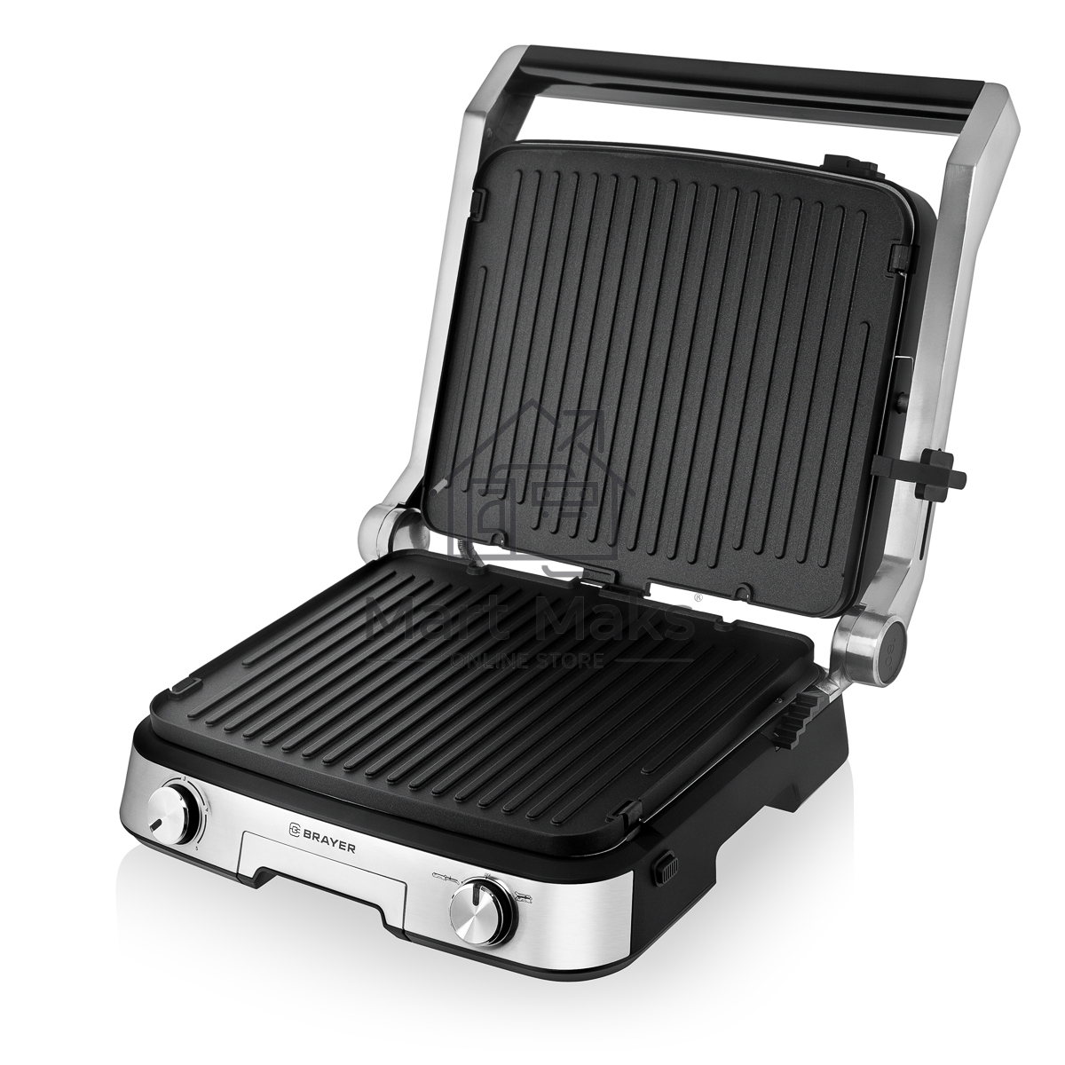 Гриль-пресс BRAYER BR2001, 2000 Вт, съем двухс., 31*26 см, регул высот, мет корп., поддон, 180