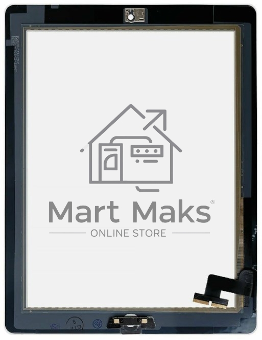 Сенсорное стекло (тачскрин) для iPad 2 (A1395, A1396, A1397), черное с кнопкой OEM