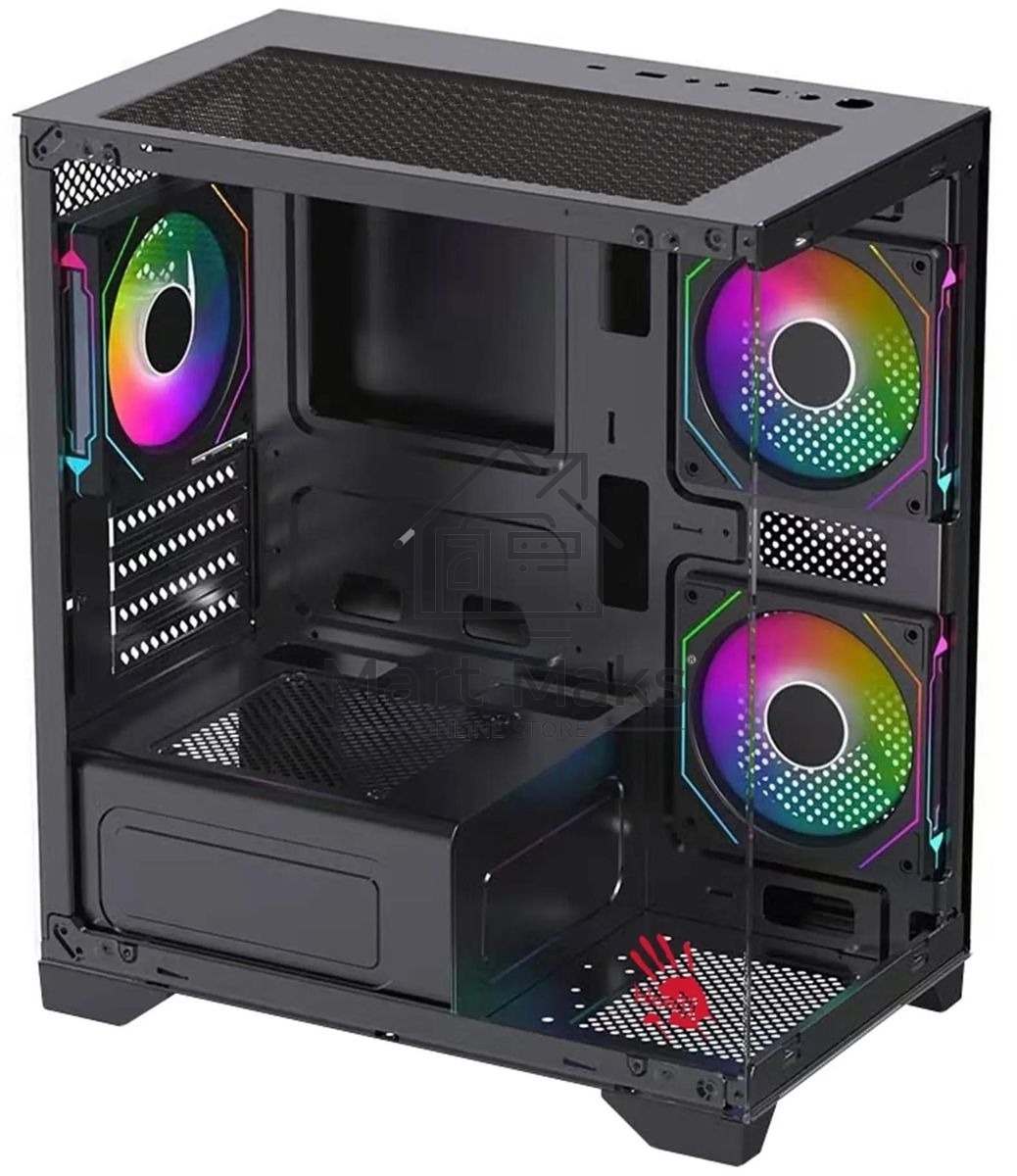 Компьютерный корпус Bloody BD-CC103F черный без БП mATX 7x120mm 1xUSB2.0 1xUSB3.0 audio bott PSU