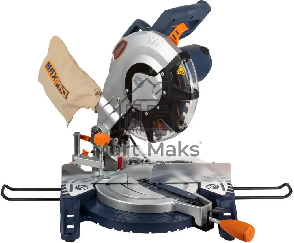 Пила торцовочная MAX-PRO MPBMS255L 1800 Вт, 4500 об/мин, лазер, 255/25,4 мм, резиновый кабель, левый наклон, дополнительные щетки, 10,1 кг, коробка