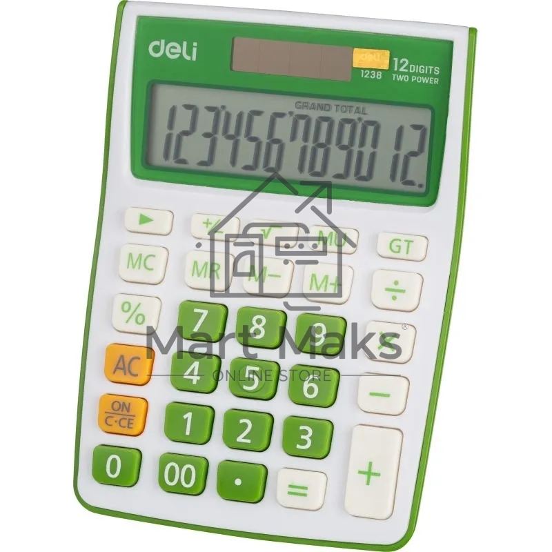 Калькулятор настольный Deli E1238/GRN зеленый 12-разр.