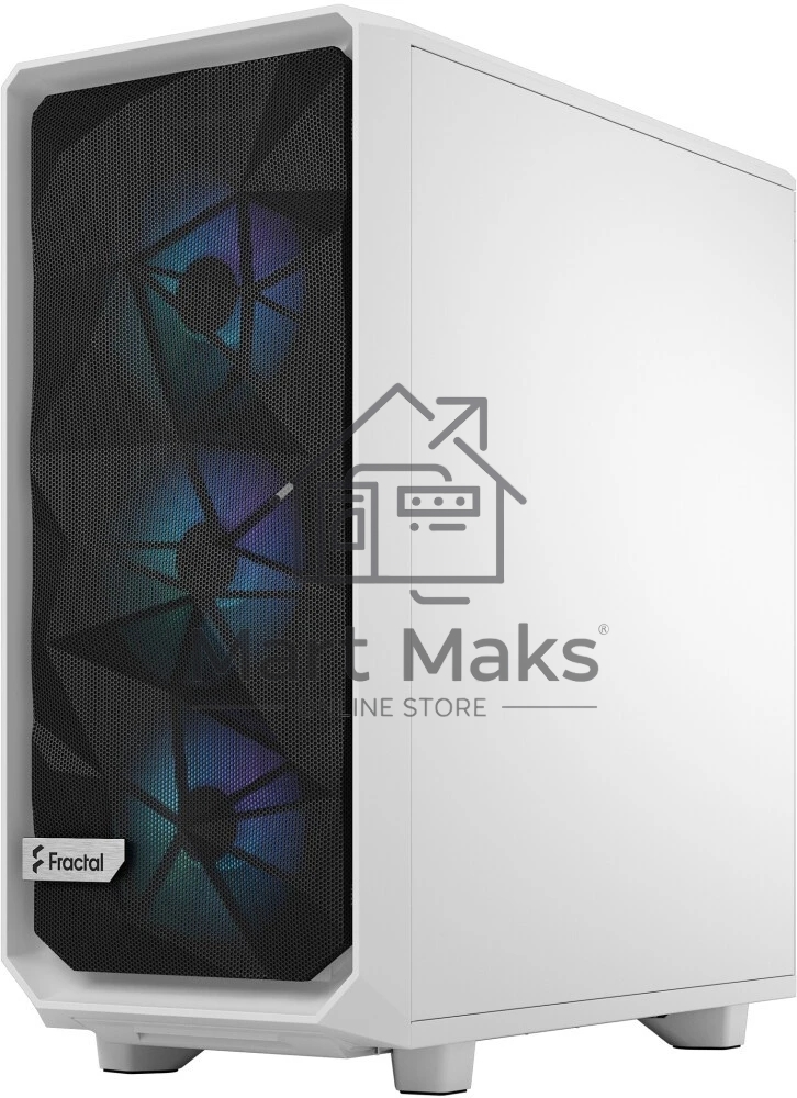 Компьютерный корпус без блока питания Fractal Design Meshify 2 Compact RGB TG Light Tint, Midi-Tower, 4x120mm RGB, 2xUSB-A 3.2 + 1xUSB 3.2 Type-C ATX, mATX, mITX White