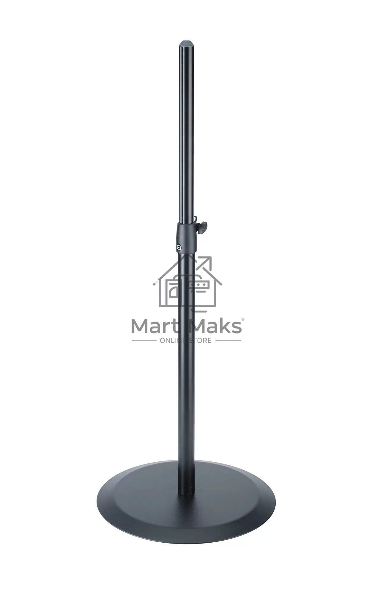 Стойка для акустической системы K&M 26750-022-55 компактная конструкция, высота от 930 до 1430 мм, диаметр трубы 35 мм, круглое основание, материал - сталь, цвет черный