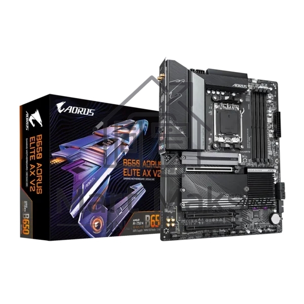 Материнская плата GIGABYTE B650 AORUS ELITE AX V2, AM5, AMD B650, 4xDDR5, 4xSATA, 3xM.2, 1xPCI-E 4.0 x16, 1xHDMI, 1xDP, 1xUSB-C 3.2 Gen 2, 5xUSB-A 3.2 Gen 1, 2xUSB-A 3.2 Gen 2, 4xUSB-A 2.0, 1x 2.5Gb LAN, 3x3.5 мм, 7.1, ATX