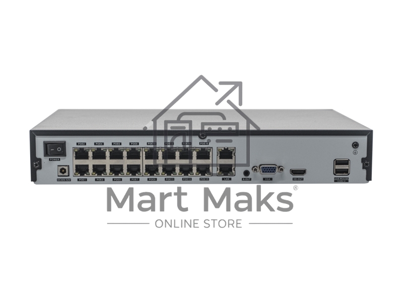 Видеорегистратор IP Optimus NVR-5161-16P 16-х канальный 8МП, HDD 1 SATA до 14 ТБ NVR-5161-16P