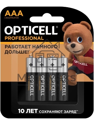 Элемент питания алкалиновый AAA/LR03 (блист. 4шт) Professional Opticell 5052002