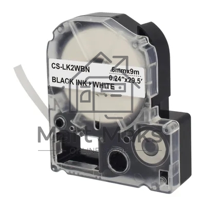 Картридж ленточный Cactus CS-LK2WBN черный, 6мм, 9м для Epson LW300/LW400/LW700/LW600P/LW1000P/K400/Z700/Z900