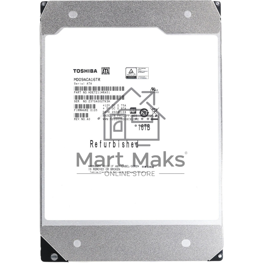 Жесткий диск HDD Toshiba MD09 16Tb 7200rpm SATA III 512Mb 3.5