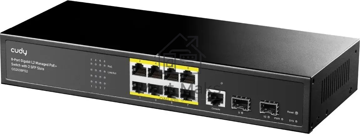 Коммутатор Cudy GS2008PS2 (L2) 8x1Gbит/с 2SFP 8PoE+ 120W управляемый
