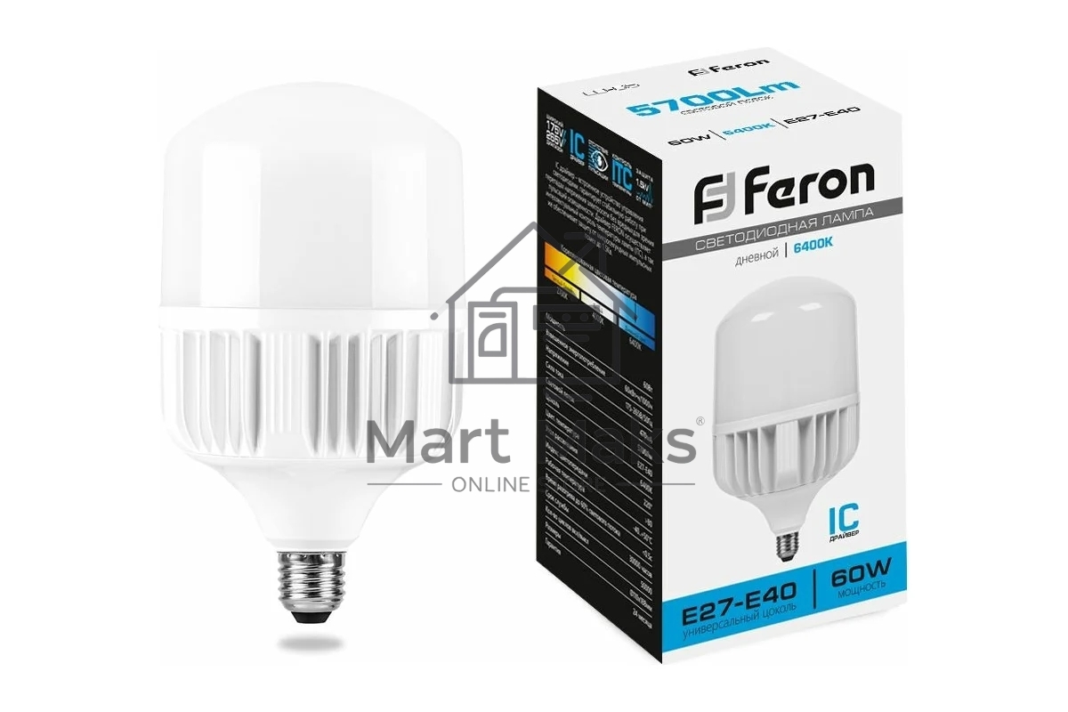 Лампа светодиодная Feron LB-65 (25782) 60 вт Е27/Е40 дневной