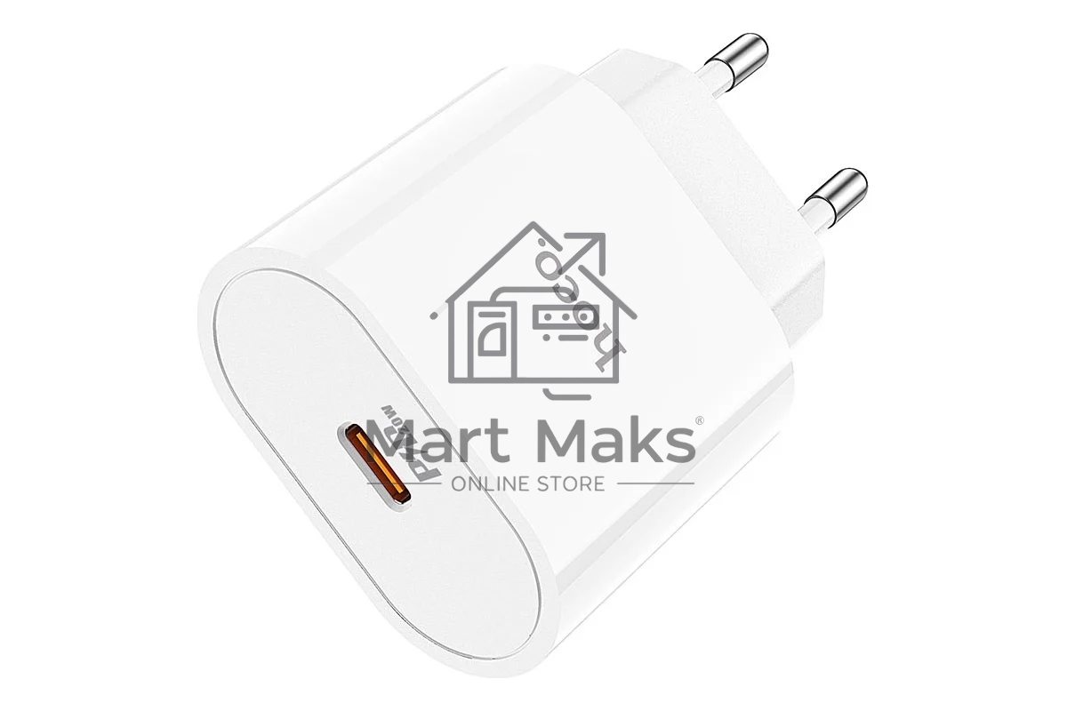 Блок питания (сетевой адаптер) HOCO C94A Metro 1xUSB-C с кабелем Type-C-Type-C, 3.0A, 20W, белый