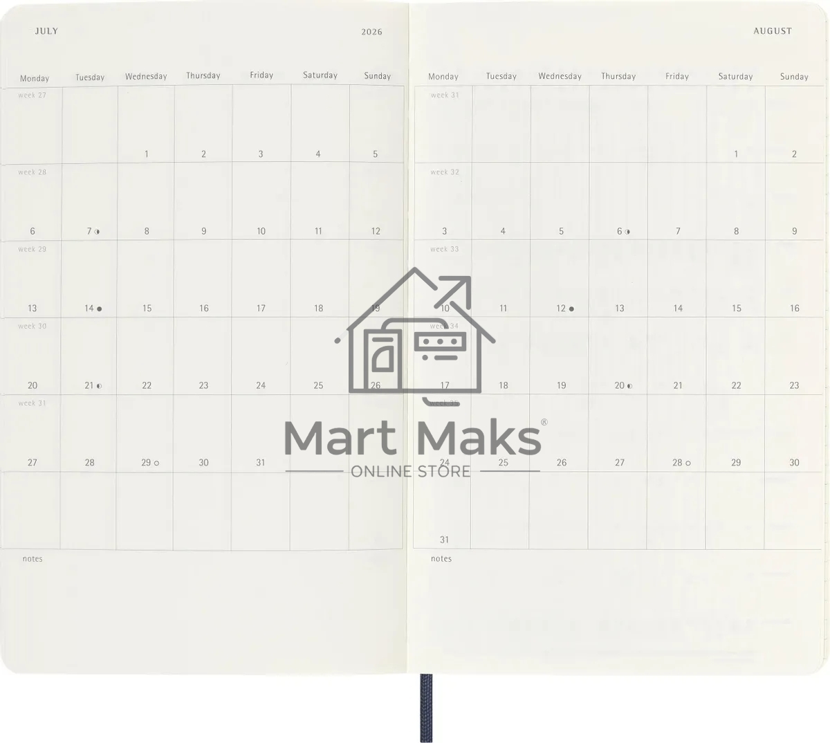 Еженедельник Moleskine ACADEMIC SOFT WKNT Large 130х210 мм, датированный на 18 месяцев, 208 страниц, мягкая обложка синий