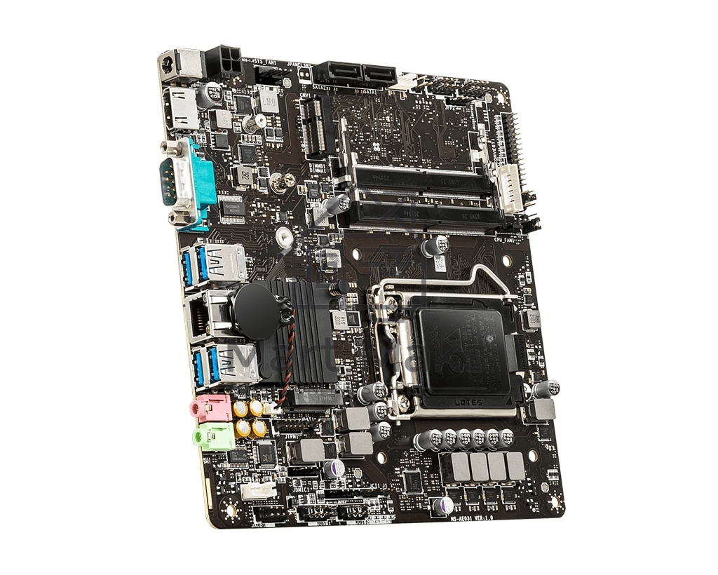 Материнская плата MSI H510TI-S09, LGA 1200, Intel H510, 2xSO-DIMM DDR4, 2xSATA, 1xM.2, 1xHDMI, 1x1Gb LAN, 4xUSB-A 3.2 Gen 1, 2x3.5мм, 5.1, Mini-ITX