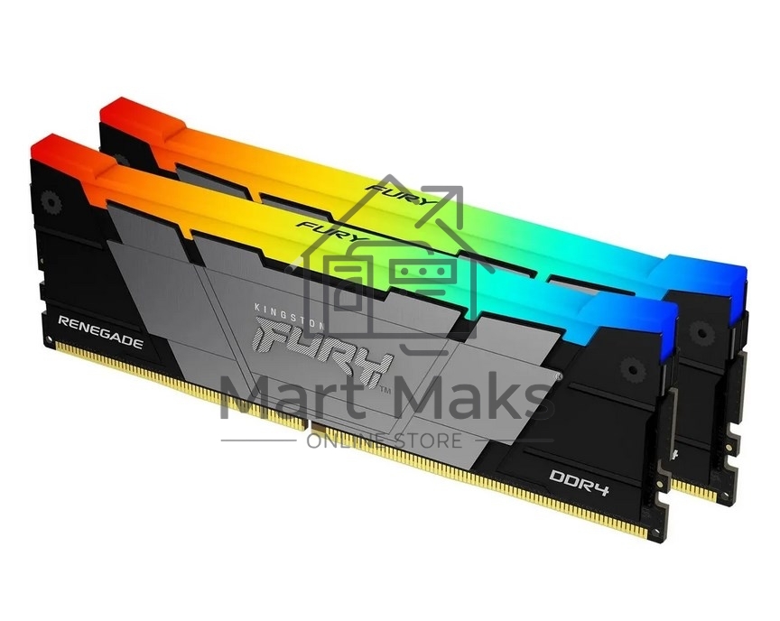 Оперативная память Kingston Fury Renegade, DDR4, 16GB (2x8GB), 3600MHz, CL16, DIMM, с радиаторами, RGB, серый/черный